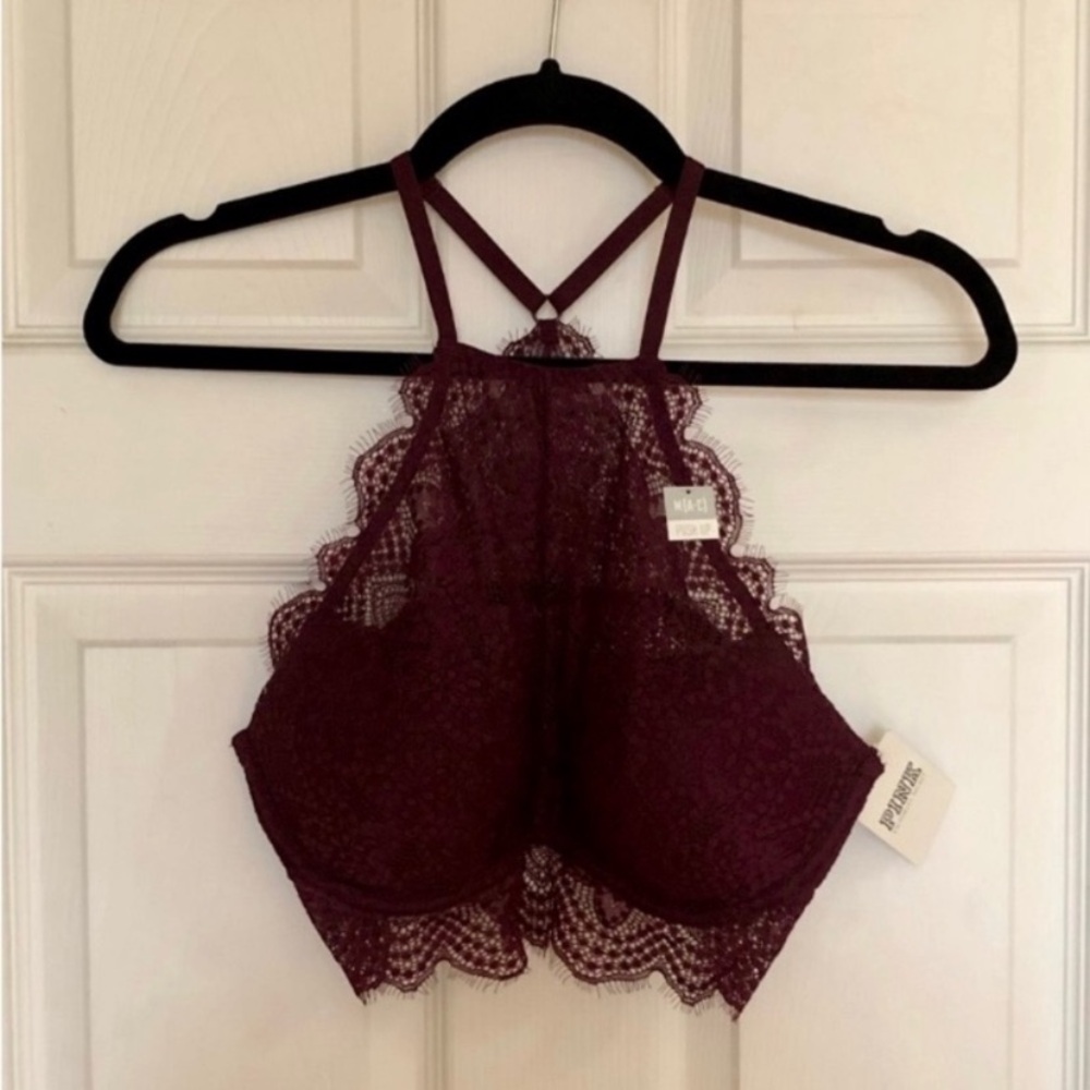 PINK Victoria’s Secret High-neck Push Up Lace Bra